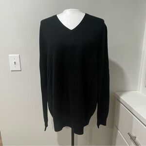 NWT Men's Black V-Neck Sweater Belford Merino Wool Soft Casual Office Work Fall